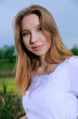 Estella Drops A White Sundress On A Lakeside Dock - 01