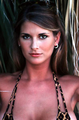 Brandi Brandt 80s Playmate Strips White Lace Dress Outdoors